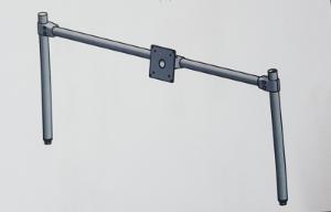 Flat screen holder, with vertical posts and horizontal bar and one VESA screen connector